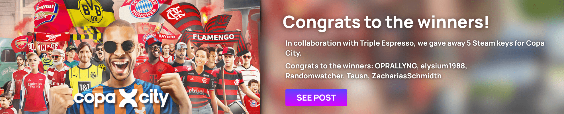 Copa City Giveaway Winner Announce - Product page Banner Image