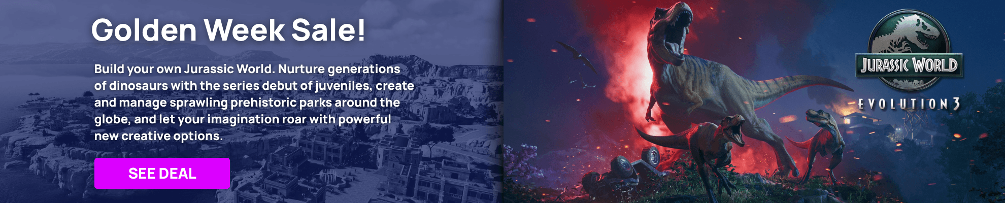 Jurassic world evolution 3 Golden Week Sale - Search page Banner Image