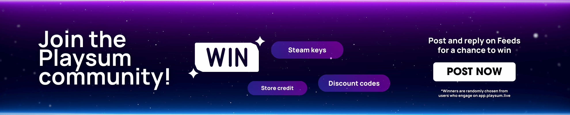 Playsum Community Feeds Giveaway - Search page Banner Image