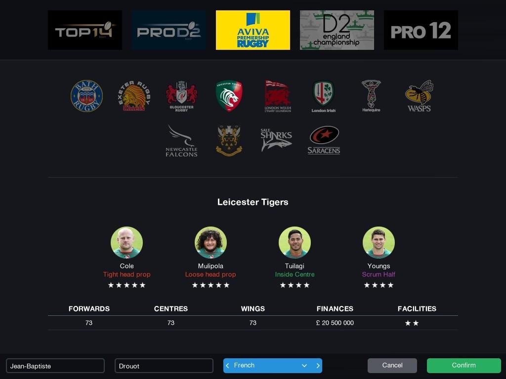 Pro Rugby Manager 2015 screenshot 1